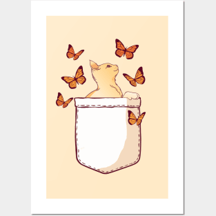 Pocket Cat and Butterflies Posters and Art